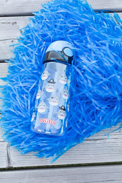 NUBY Trinkbecher mit Strohhalm, Tritan, 4l+ 540 ml HAI