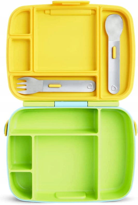 MUNCHKIN Bento Box Caja de Almuerzo con Cubiertos, 5 compartimentos
