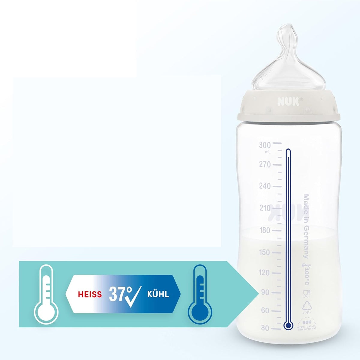 NUK First Choice zestaw 3x butelka 300 ml smoczek M 3 m+ WIELORYB