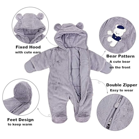 JIAMYautumn, winter overalls with teddy bear motifcolour greyage 6-9 monthsfree of harmful substancesnew