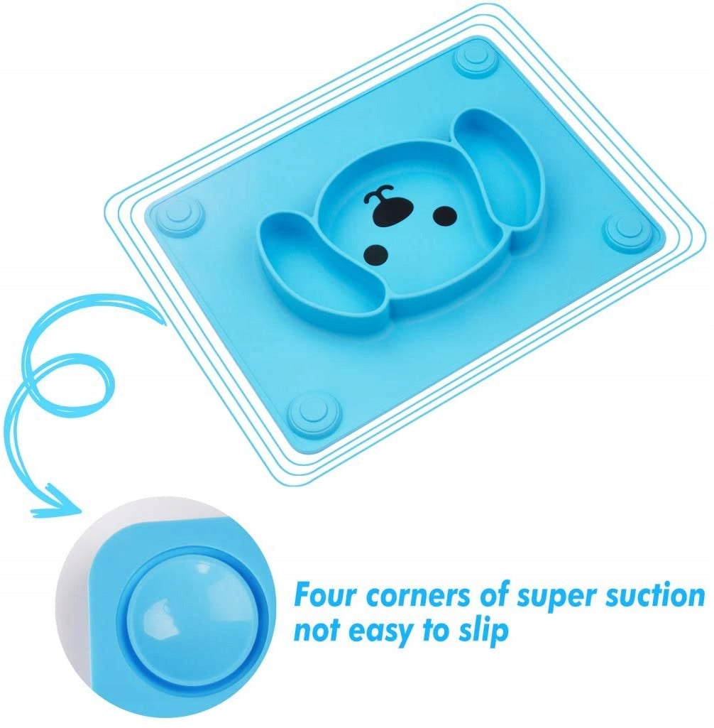 integrated silicone mat with platecolour blue with doggy motifMaterial siliconeVolume: 65 ml, 65 ml and 210