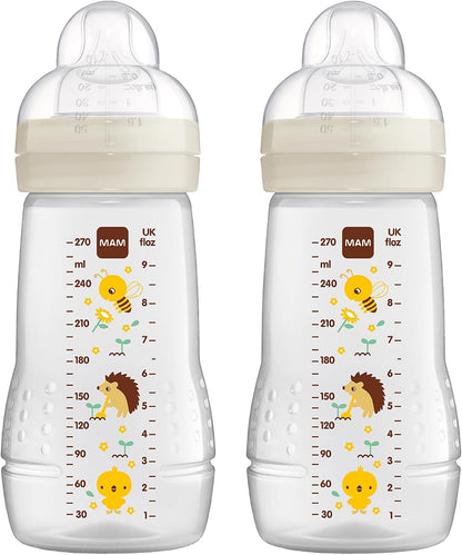 Set de biberoane MAM Easy Active 2×270 ml, vârsta 0+, tetină 1, MEADOW