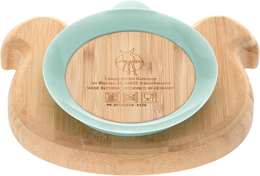 LASSIG plato de bambú con ventosa 10 x 18,5 cm para perro