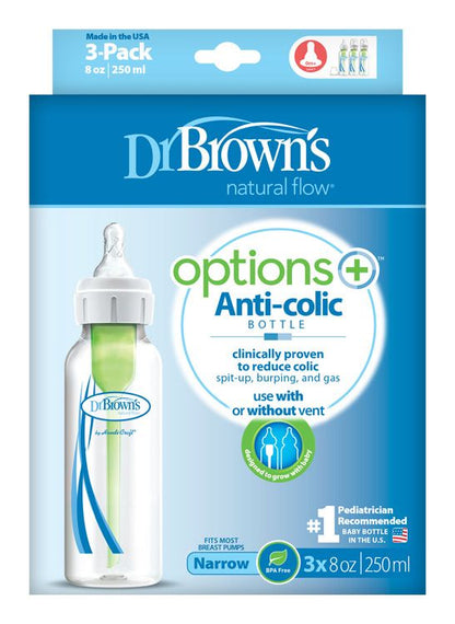 Butelka Dr.Brown's antykolkowa Opcje + wąska 3x 250 ml plastikowa