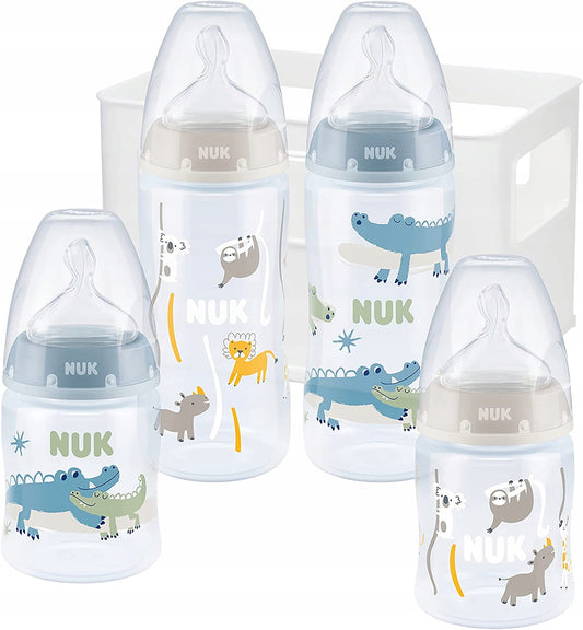 NUK First Choice+ set de inicio 4 biberones + cesta organizadora 0-6 m