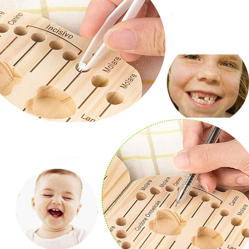 LOVE BABY lesena škatlica za shranjevanje mlečnih zob ITALIJANSKI JEZIK