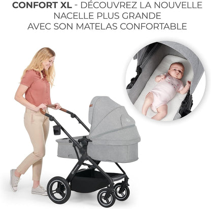 KINDERKRAFT B-TOUR carrinho multifunções 3 em 1 até 22kg + cadeira auto MINK PRO