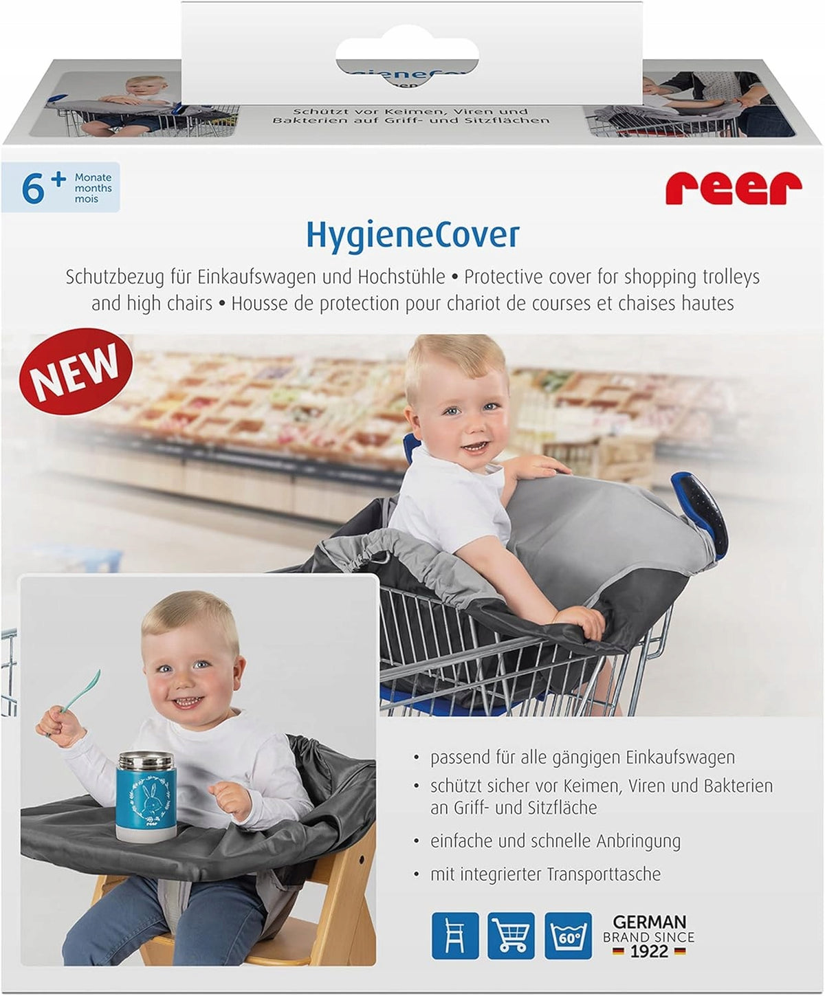 REER HYGIENE COVER osłona do krzesełka wózka na zakupy, ochronny pokrowiec higieniczny dla dzieci