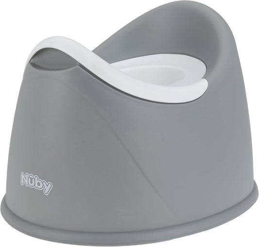 Nuby – szaro-biały nocnik z wkładką, widok pod kątem
