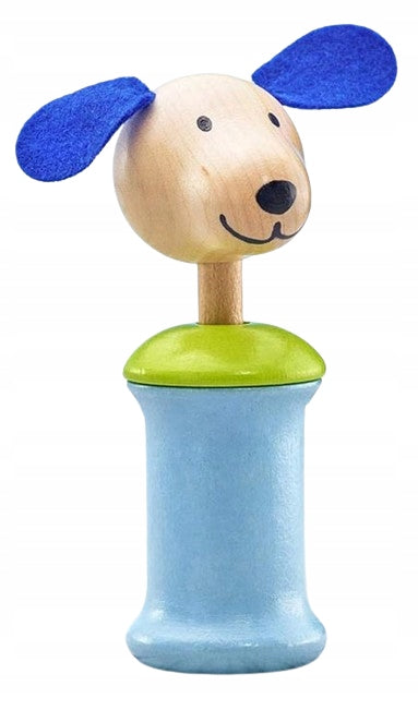 SELECTA Ringo jucărie din lemn cu mâner și fluier, CÂINE, 12,5 cm