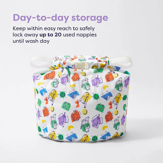 BAMBINO MIO duża torba na mokre pieluchy Wetbag, pojemna na 20 pieluszek wielorazowych, do codziennego przechowywania.