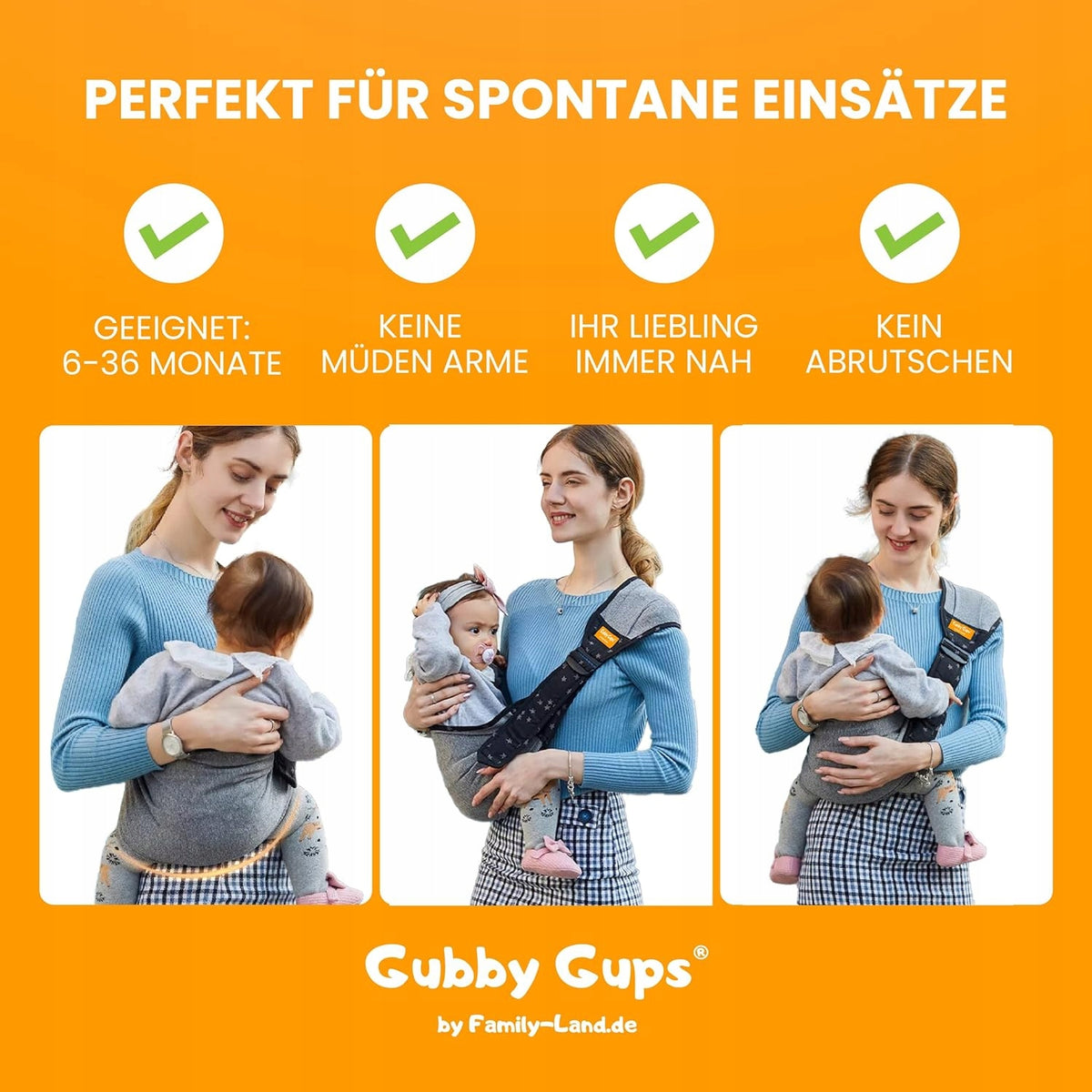 GUBBY GUPS Babytrage GÜRTEL Tragetuch bis 15 kg