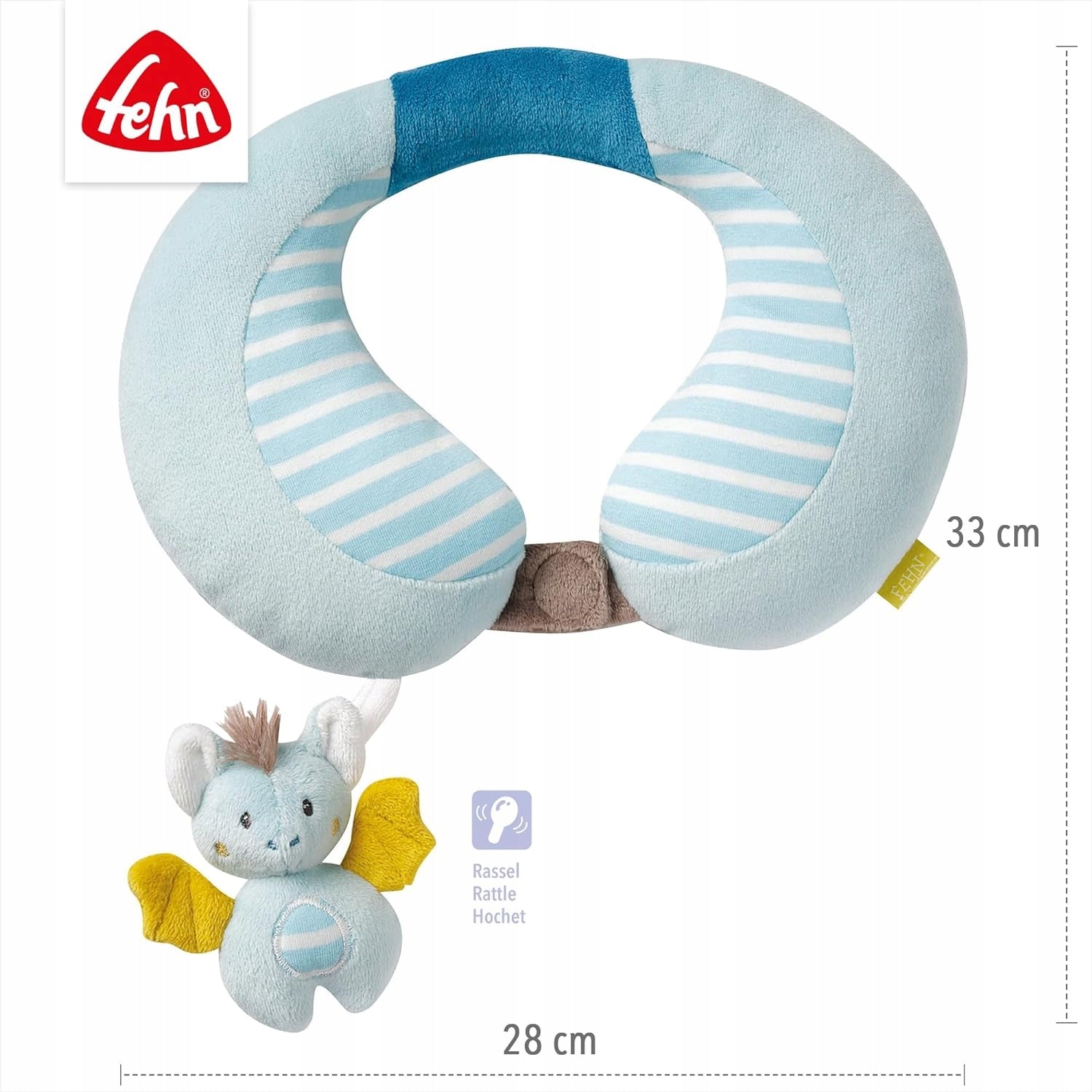 FEHN Mały Zamek poduszka zagłówek podróżny z grzechotką NIETOPERZ