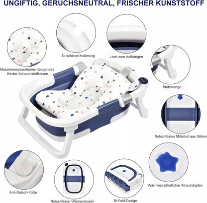 GLENMORE Klappbadewanne mit Ablauf und Thermometer
