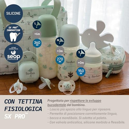 Suavinex SX Pro biberon anticolici 3m+ 270ml M birdies