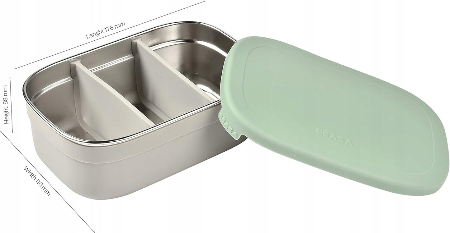 BEABA desiatový box z nehrdzavejúcej ocele, 760 ml, s priehradkami