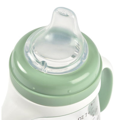 BEABA Trainingsflasche 2in1 auslaufsicherer Becher mit zwei Mundstücken 210 ml 4 Monate+