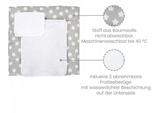 TUPTAM weiche Wickelunterlage mit Bezügen x2 75x65 cm