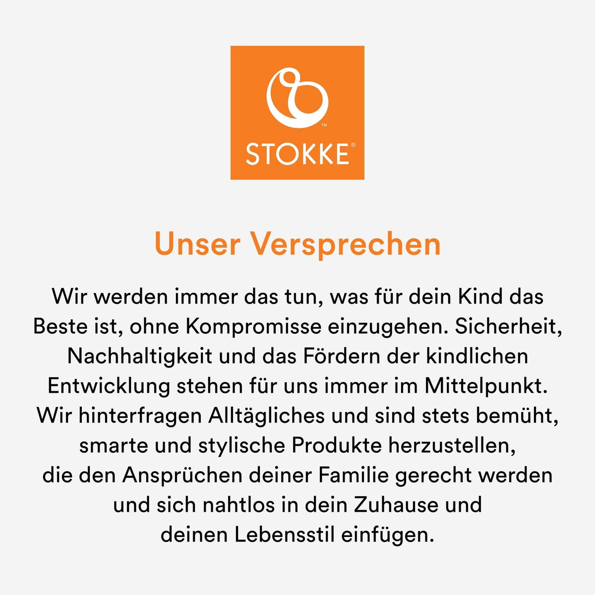 STOKKE LIMAS FLEX nosidełko ergonomiczne 4-20kg, logo Stokke i komunikat Unser Versprechen