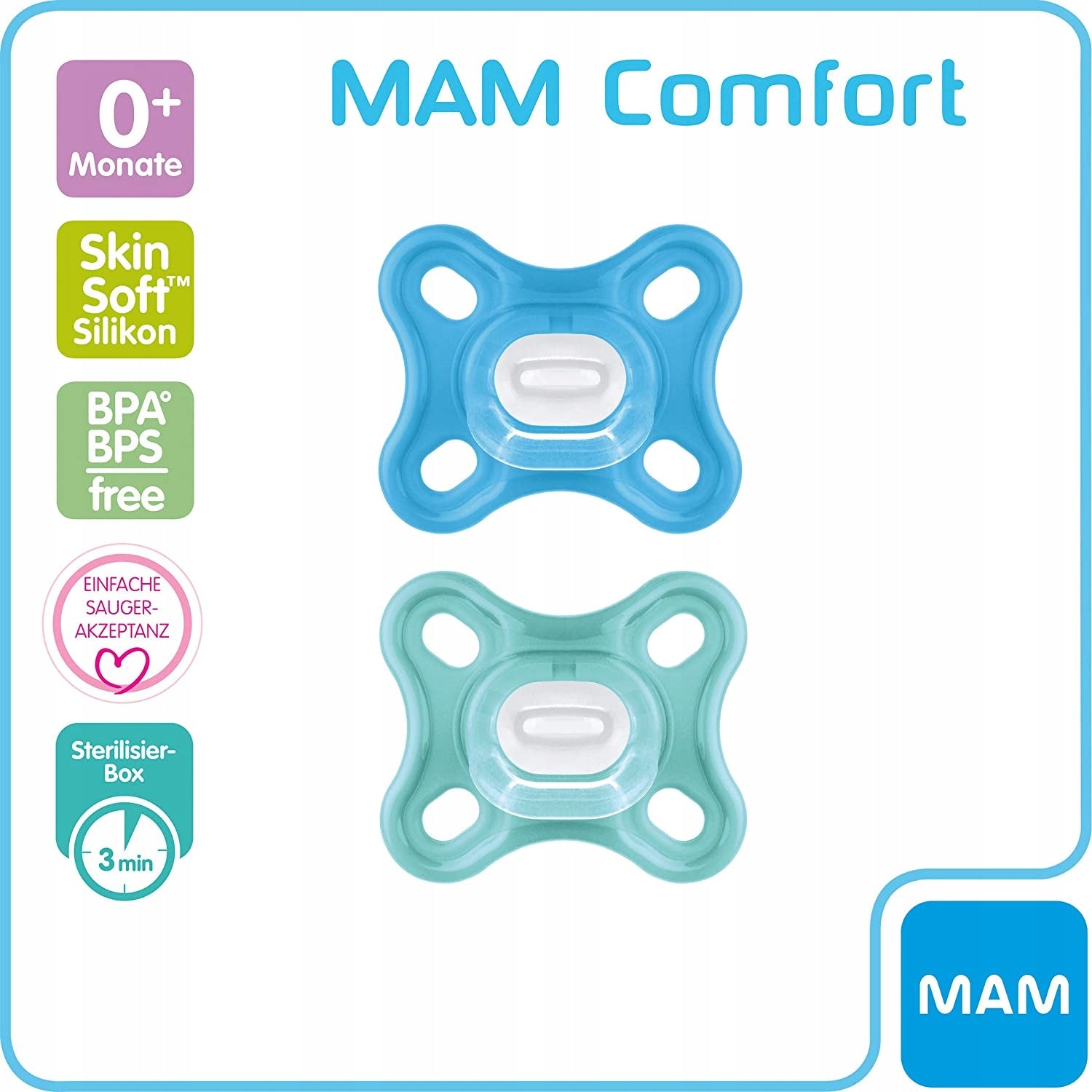 MAM COMFORT smoczek wcześniak noworodek x2 0msc+