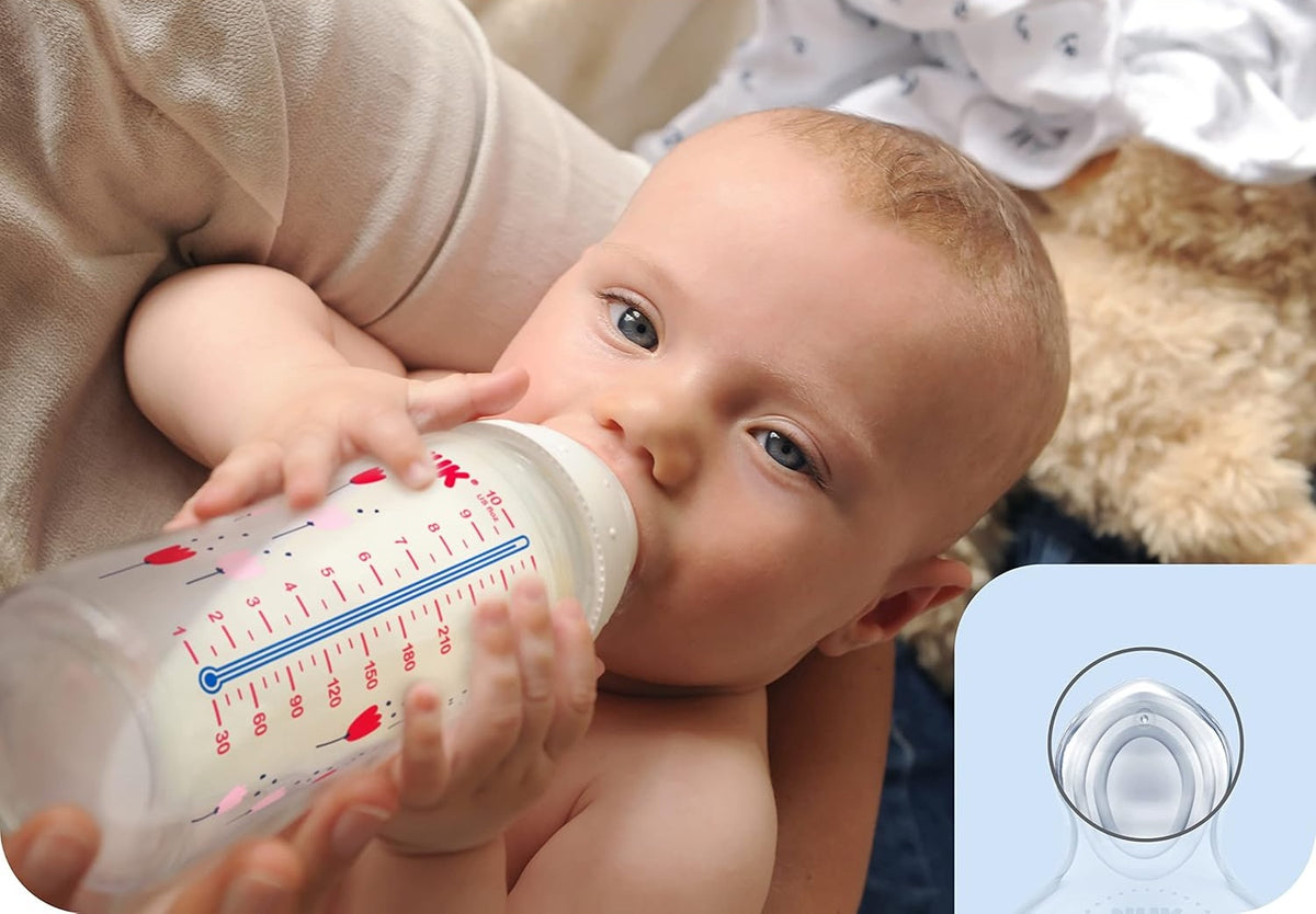 NUK First Choice+ Flasche 300 ml Sauger M mittlerer Durchfluss 0-6 M HERZEN