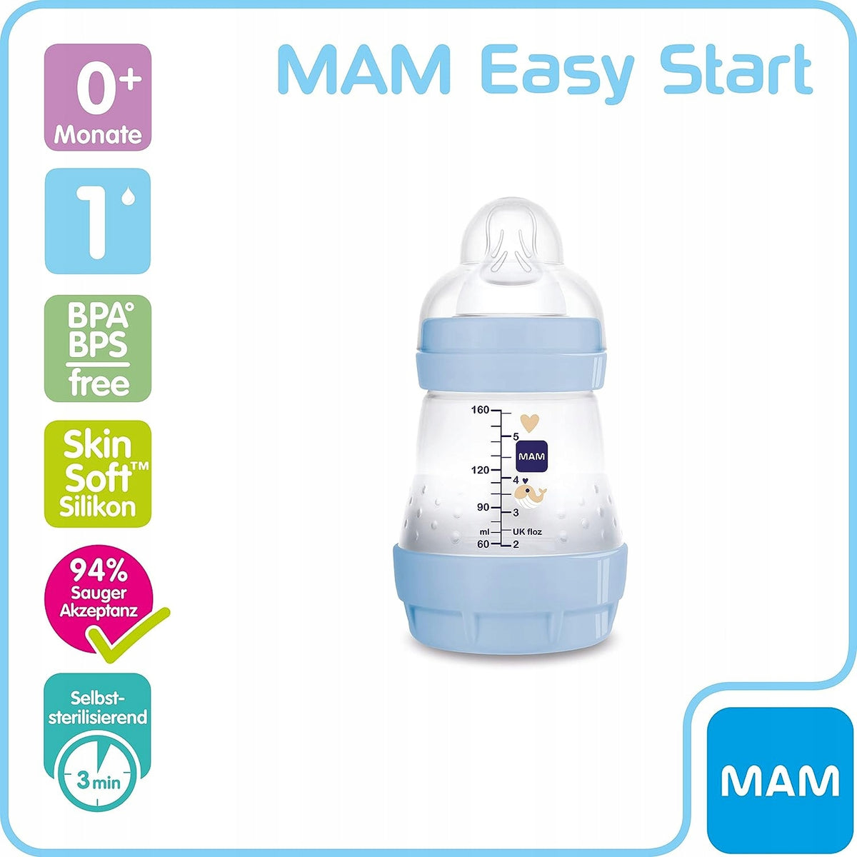 MAM Easy Start Anti-Kolik-Flasche 160ml 0+