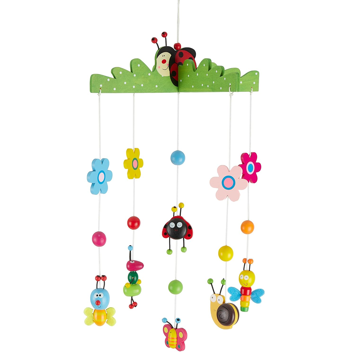 BIECO 3D Flori și insecte, carusel din lemn pentru pătuț, 26 x 39 cm