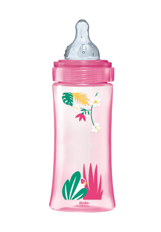 Biberon DODIE de 330 ml, tetină cu debit rapid 3, 6 luni+