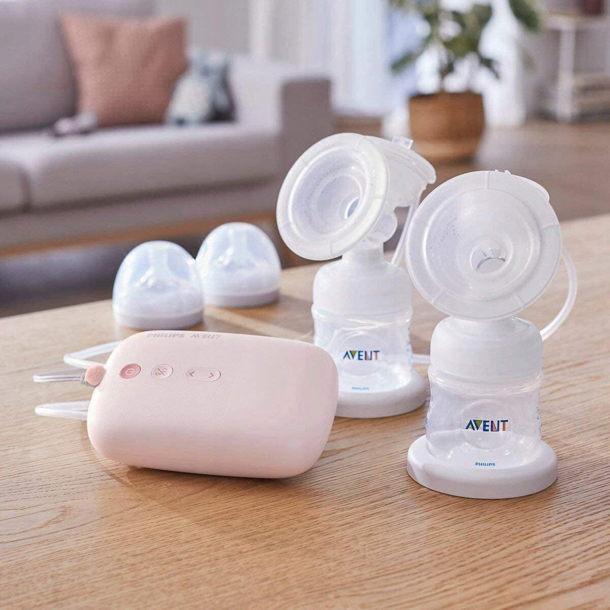 PHILIPS AVENT SCF397/11 podwójny LAKTATOR elektryczny różowy z dwoma butelkami i nakładkami Natural Motion