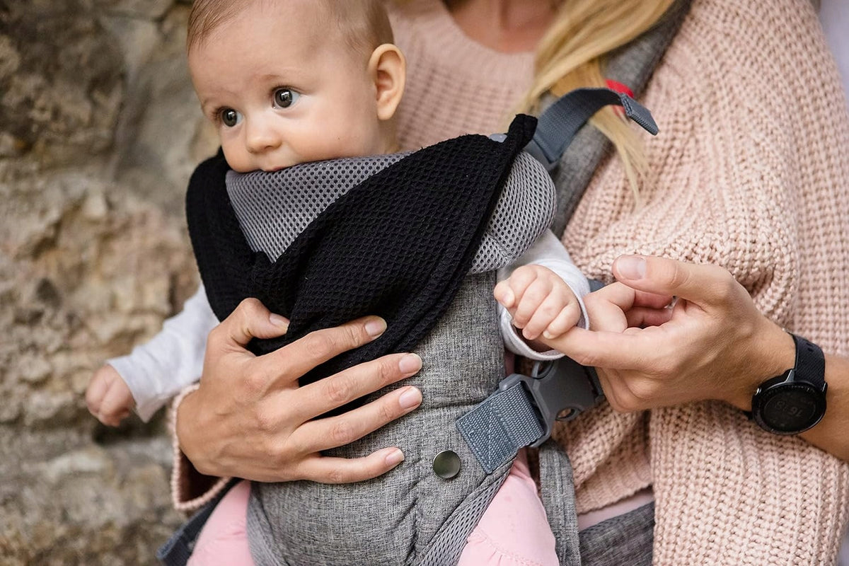 YOU+ME nosidełko ergonomiczne 4w1, szare nosidło dla niemowląt 3,5-14,5 kg, komfortowe noszenie dziecka
