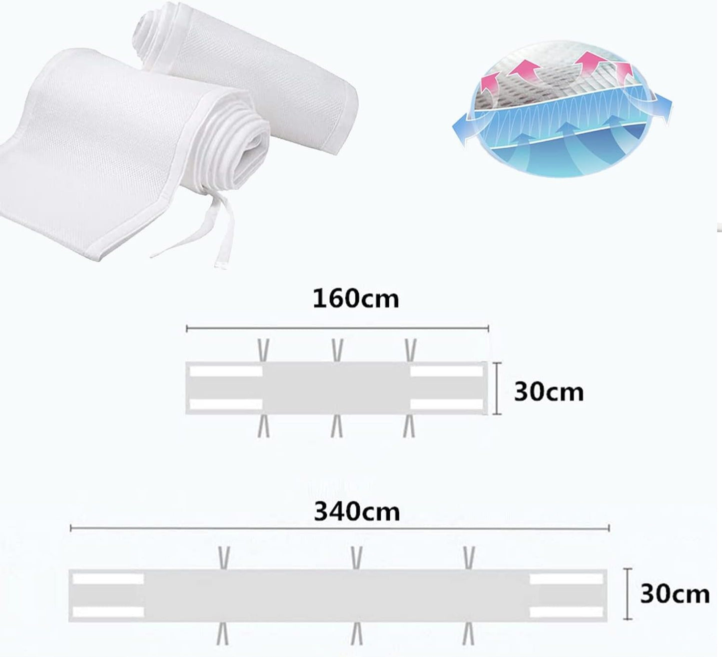 OCHRANIACZ do łóżeczka SIATECZKA 340x30 + 160x30