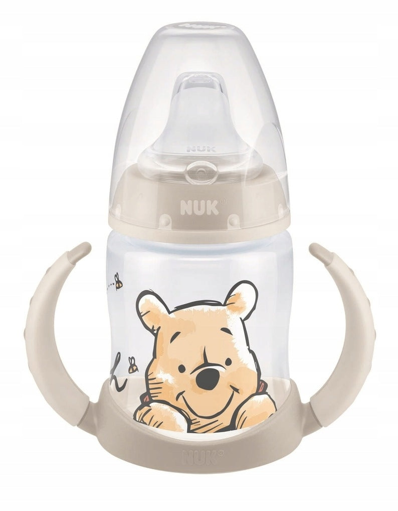 NUK Learner Cup KUBEK 150 ml wskaźnik temperatury, beżowy kubek niekapek Kubuś Puchatek z uchwytami