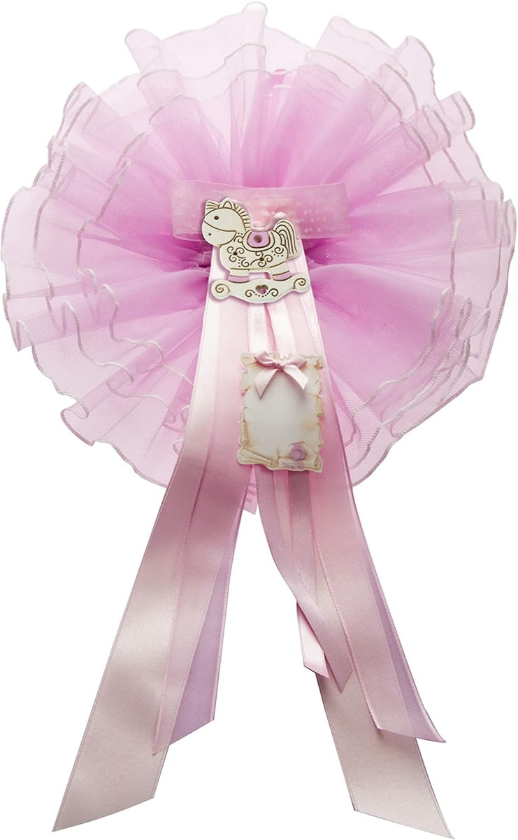 MARELI Schleife zur Geburt 32 cm Keramik Tüll Satin