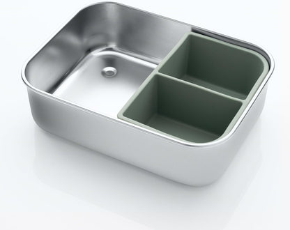 REER svačinový box z nerezové oceli s přihrádkou 700 ml 12x16 cm