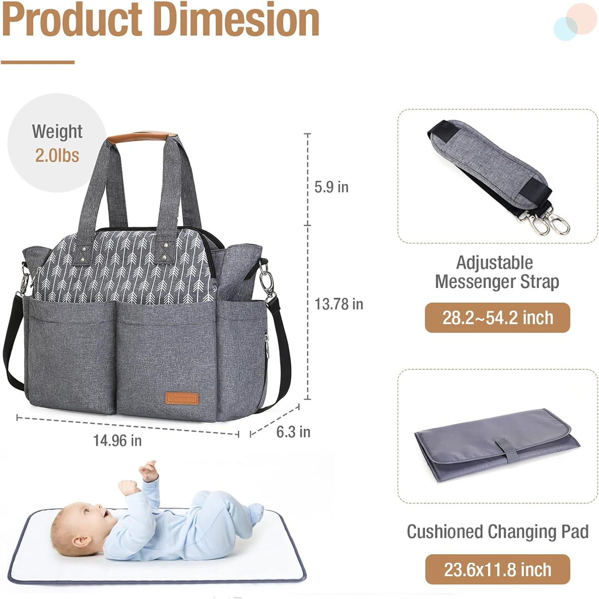 LEKEBABY Kinderwagentasche + Wickelunterlage