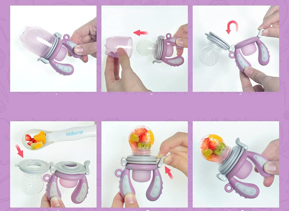 KIDSME hrănitor pentru fructe și jucărie de dentiție pentru copii de 4–24 luni