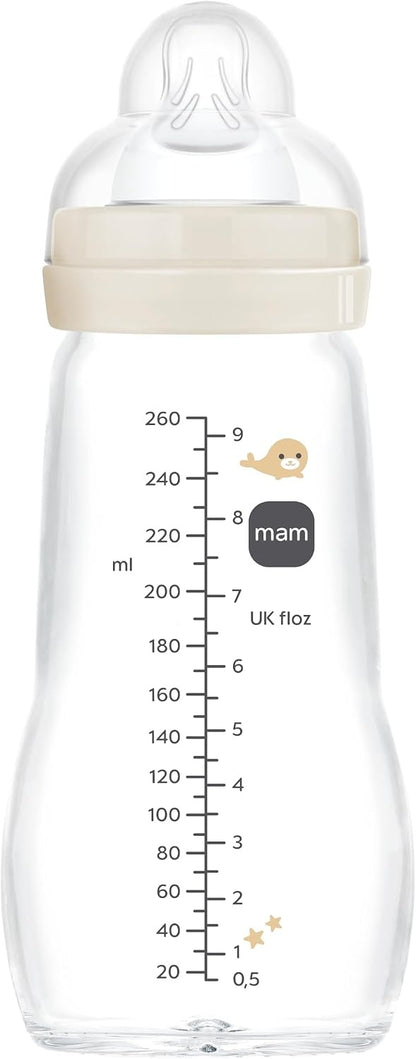 MAM Feel Good üveg cumisüveg 260 ml, 2 hó+ 2-es méretű cumifej TENGERI LÉNYEK