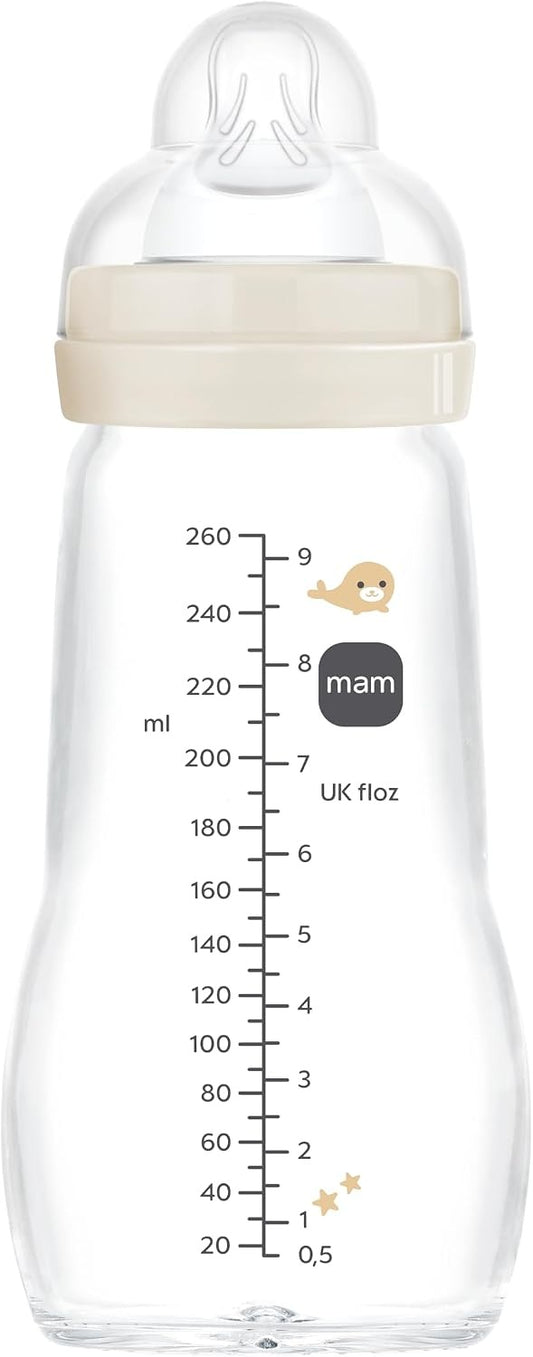MAM Feel Good Glasflasche 260 ml 2 M+ Sauger 2 MEERESTIERE