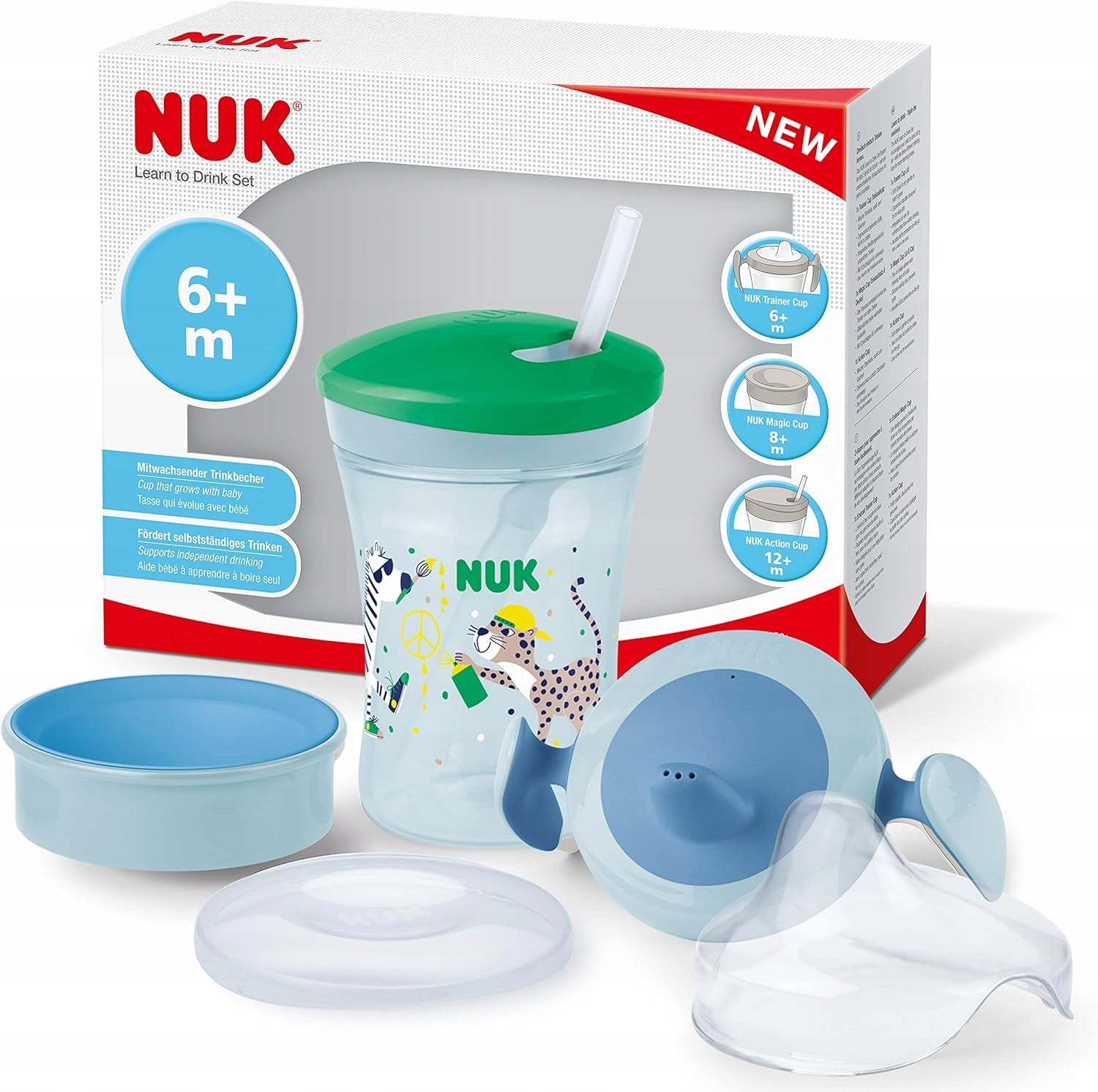 NUK zestaw do nauki picia kubek + 3 ustniki