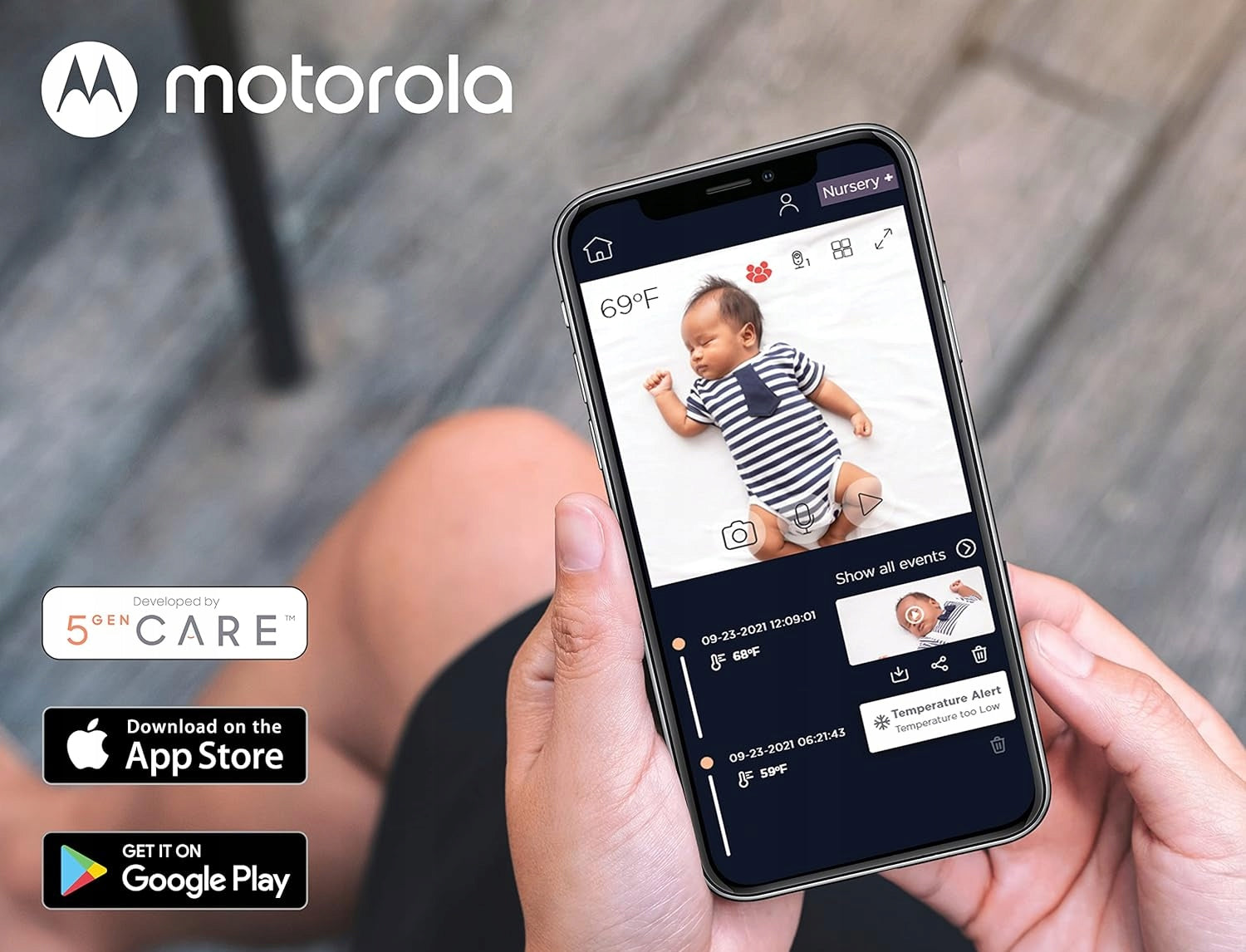 MOTOROLA VM44 Connect niania elektroniczna 4,3" FHSS z aplikacją