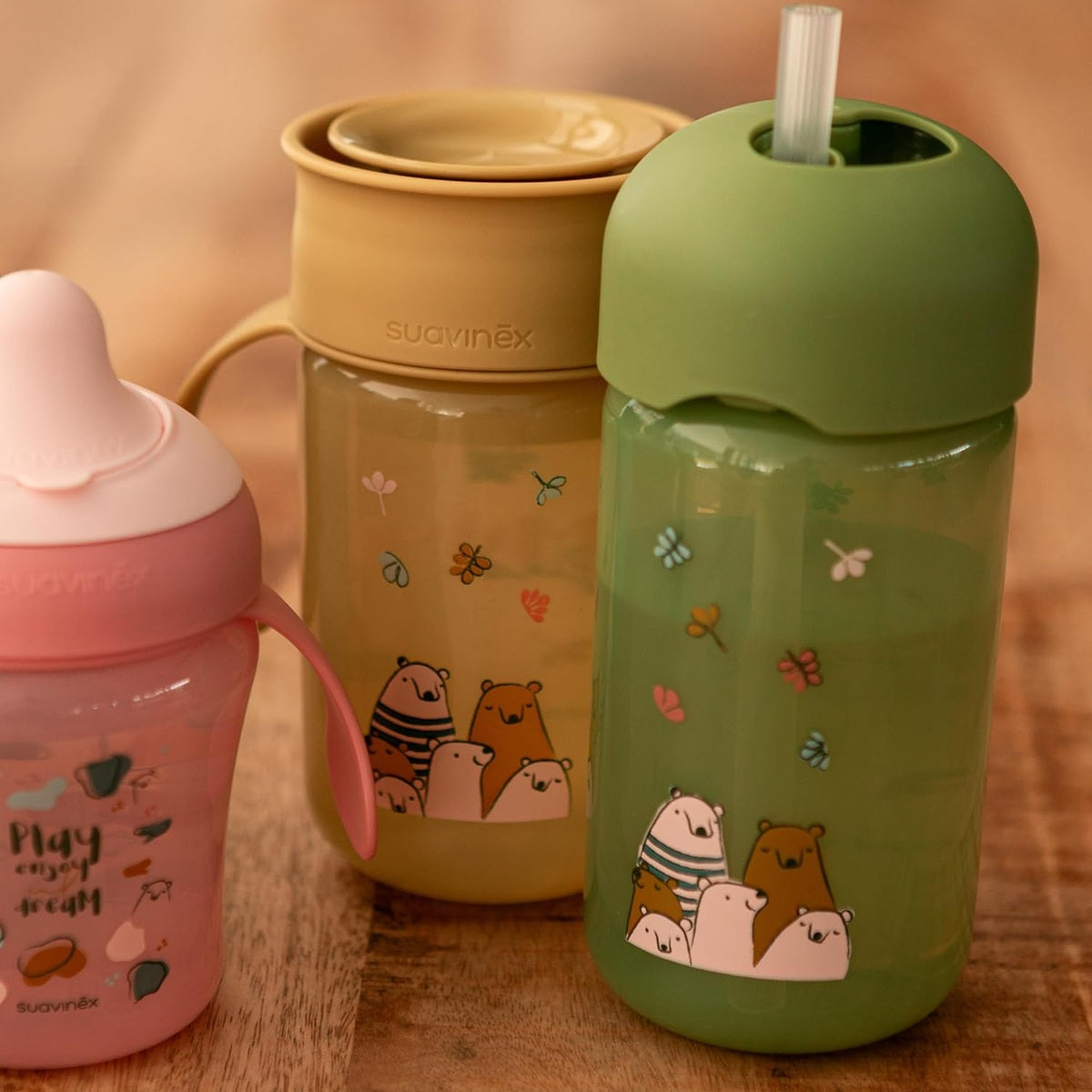 SUAVINEX Straw Trainer Cup kubek niekapek ze słomką 340 ml 18 m+