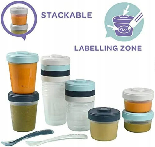 BEABA recipientes para alimentos 2x90 ml, 4x150 ml, 6x250 ml con cuchara