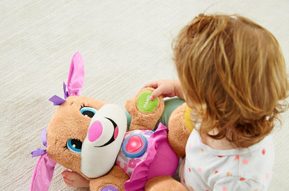 FISHER-PRICE FPP53 siostra szczeniaczka uczniaczka j. niemiecki, różowa interaktywna zabawka dla dziecka