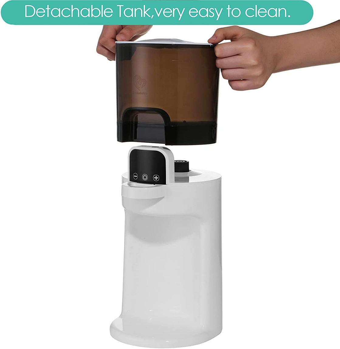 Grafika dyspensera Bellababy Instant Warmer ze zbiornikiem uniesionym nad bia�� podstaw�.