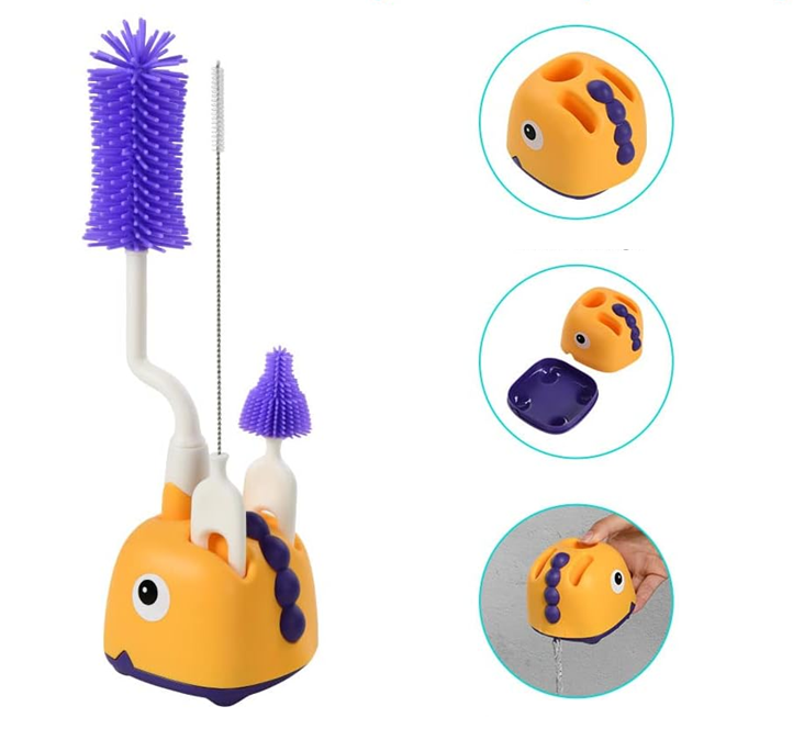 VICLOON 3v1 silikonske ščetke za čiščenje stekleničk, dud in slamic 32cm