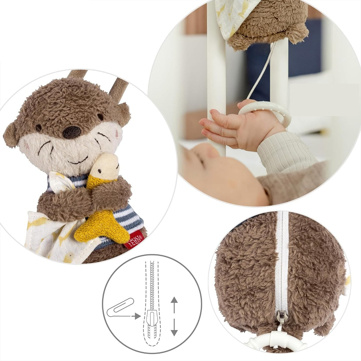 FEHN plush musical mobile OTTER 17 cm Brahms' lullaby