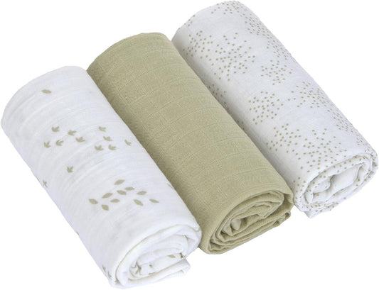 LASSIG langes en mousseline 60x60cm x3 COTON BIOLOGIQUE