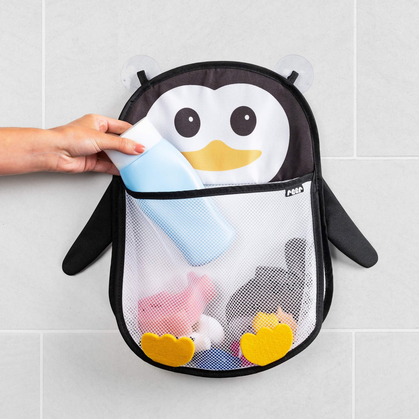REER MyHappyPingu siatka organizer do kąpieli na przyssawki PINGWIN