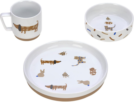 LASSIG Little Mateys komplet porcelanaste posode, 3-delni