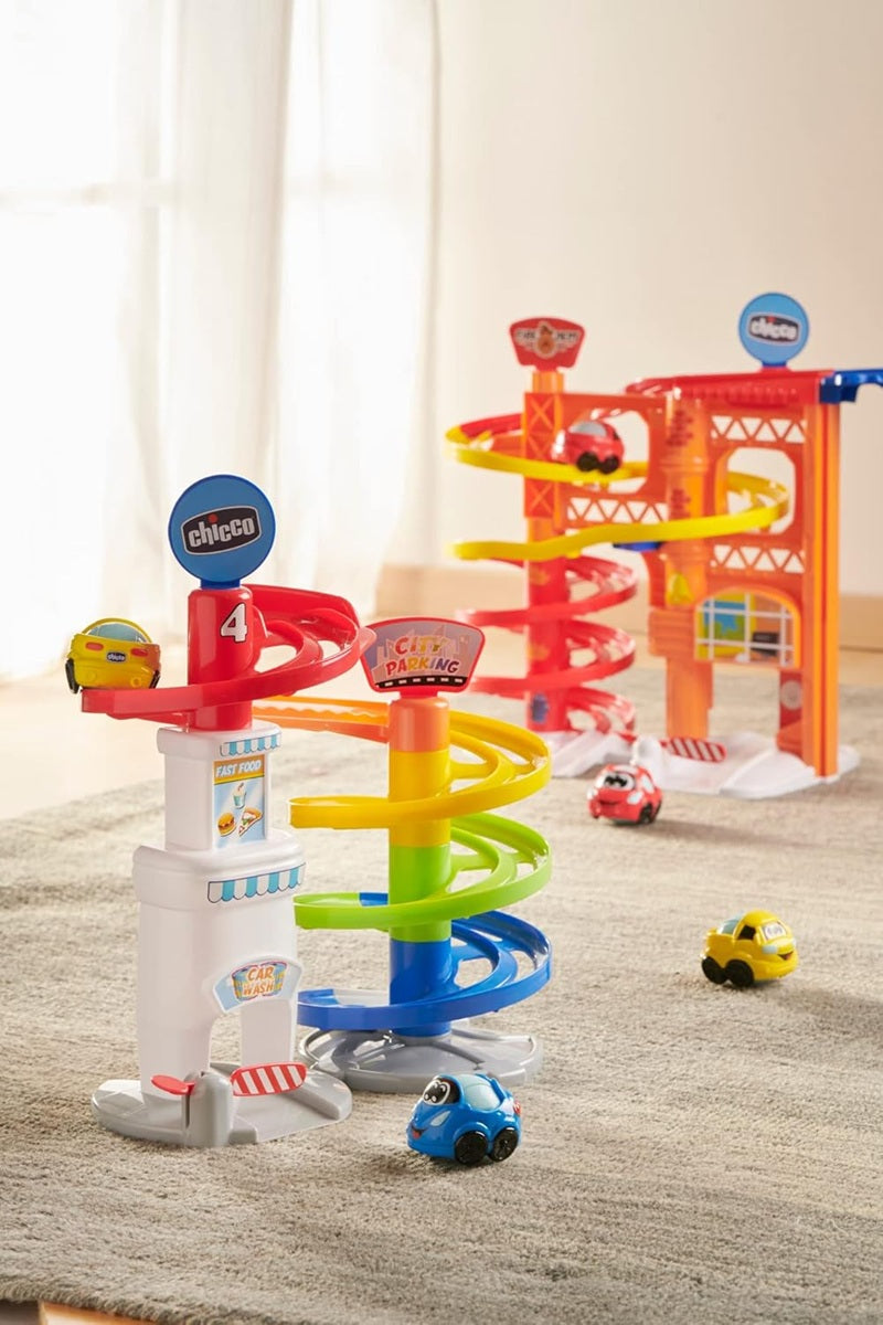 CHICCO parking wielopoziomowy 37 cm + samochód Turbo Ball